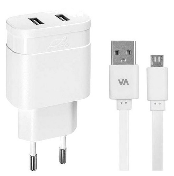 фото Сетевое зарядное устройство rivacase rivapower va4123wd1, 2 usb, 3,4 a, white