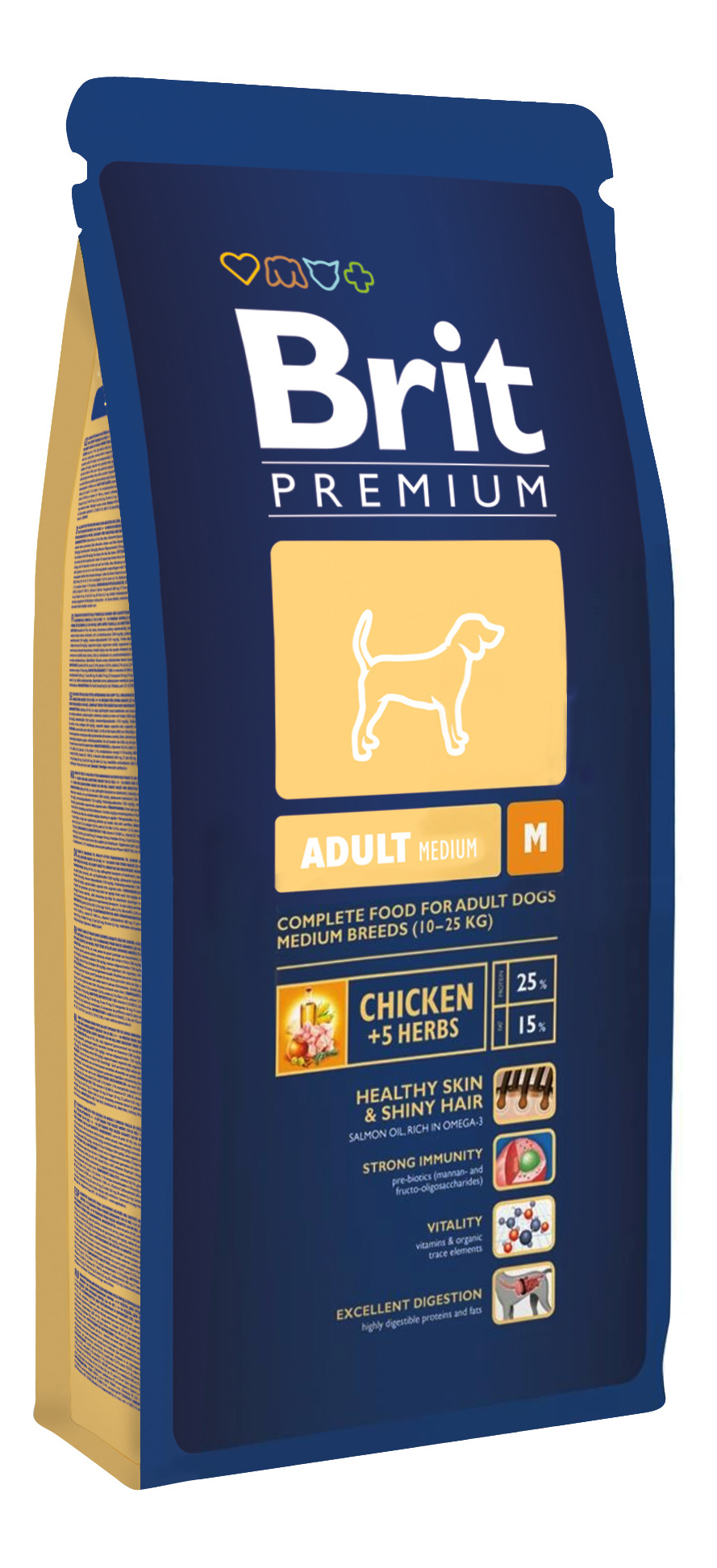фото Сухой корм для собак brit premium adult m, для средних пород, курица, 8кг