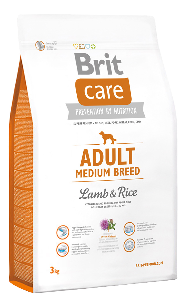 фото Сухой корм для собак brit care adult medium breed, для средних пород, ягненок и рис, 3кг