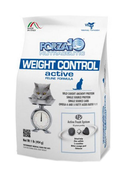 Сухой корм для кошек Forza10 Activ Line Weight Control, при ожирении, рыба, 0,454кг