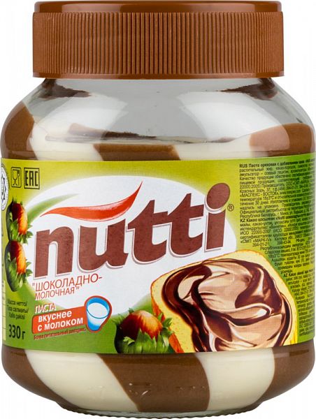 фото Паста ореховая nutti шоколадно-молочная 330 г