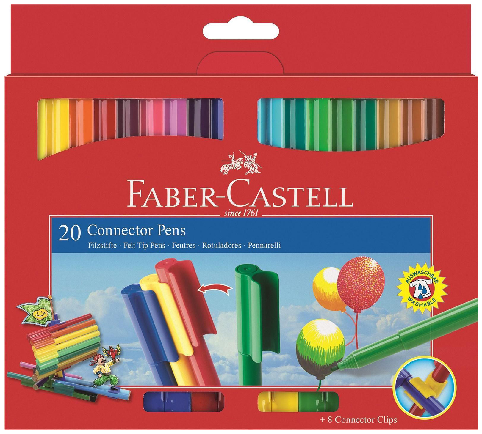 фото Набор фломастеров faber castell connector pens с клипом (20 шт) faber-castell