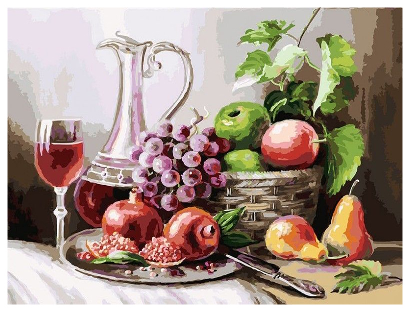 Раскраски по номерам Белоснежка Натюрморт с фруктами 30х40 см
