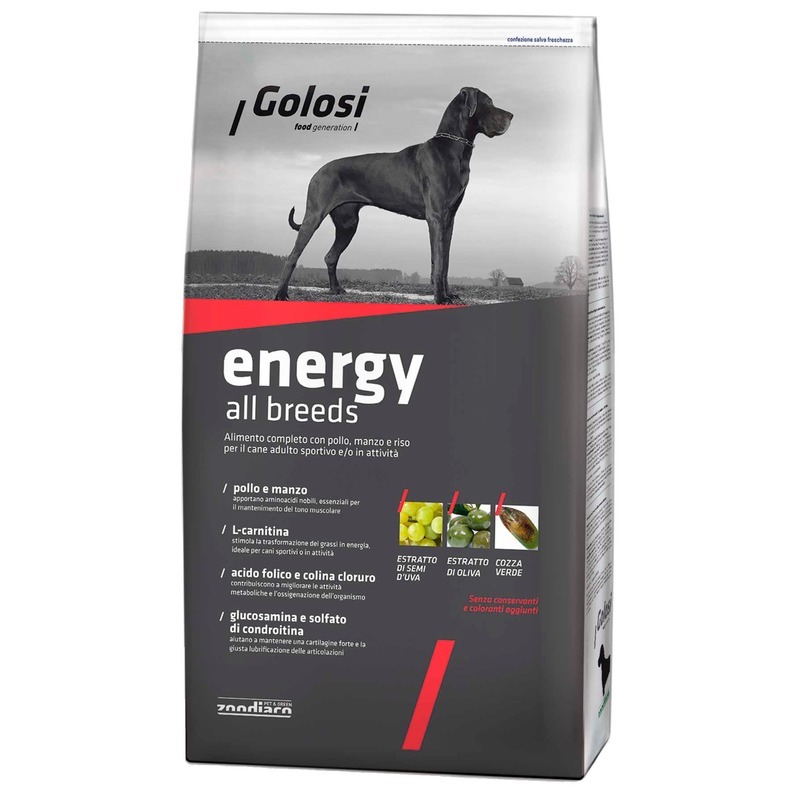 фото Сухой корм для собак golosi energy all breeds adult, говядина, курица, рис, 12кг