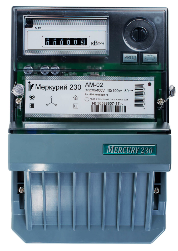 

Счетчик электроэнергии Incotex Меркурий 230AM-02, 1 тариф, 3 фазы, 230/400В, 10А, Меркурий
