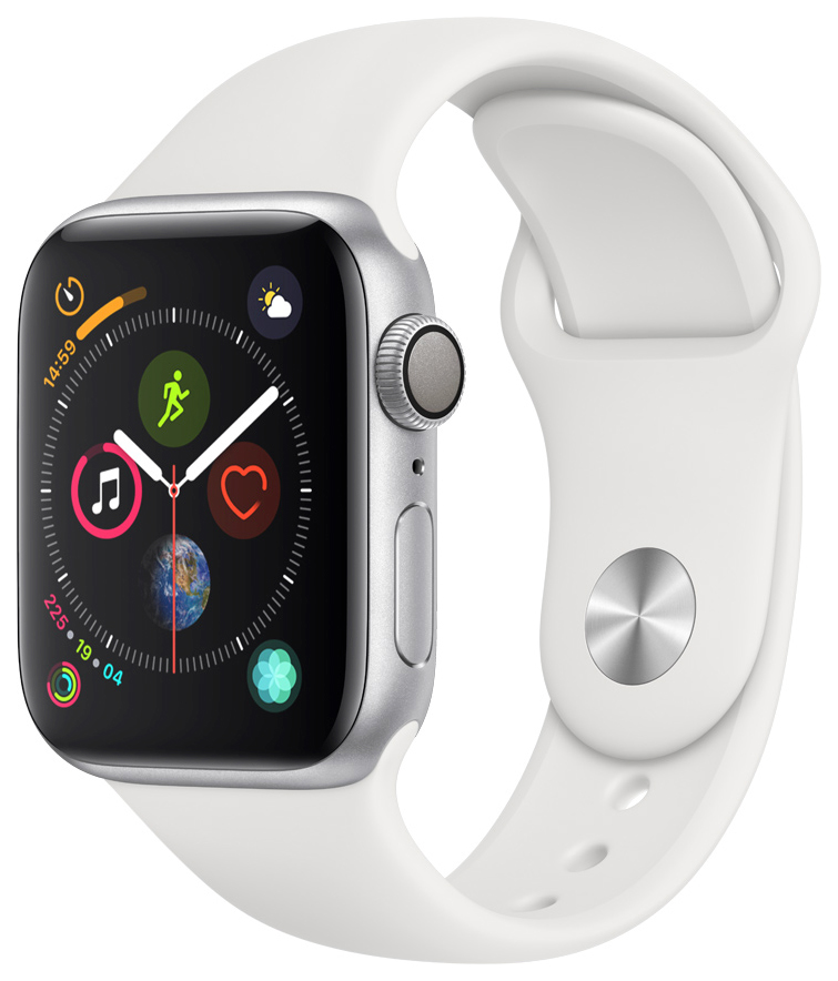 фото Смарт-часы apple watch series 4 40mm silver with white sport band (mu642ru/a)