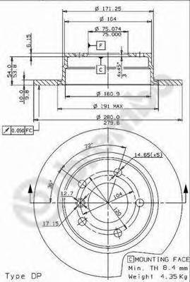 фото Тормозной диск brembo 08536621