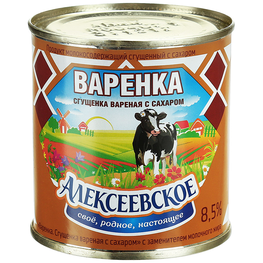 Сгущенка вареная Алексеевская варенка 8.5% с сахаром 370 г