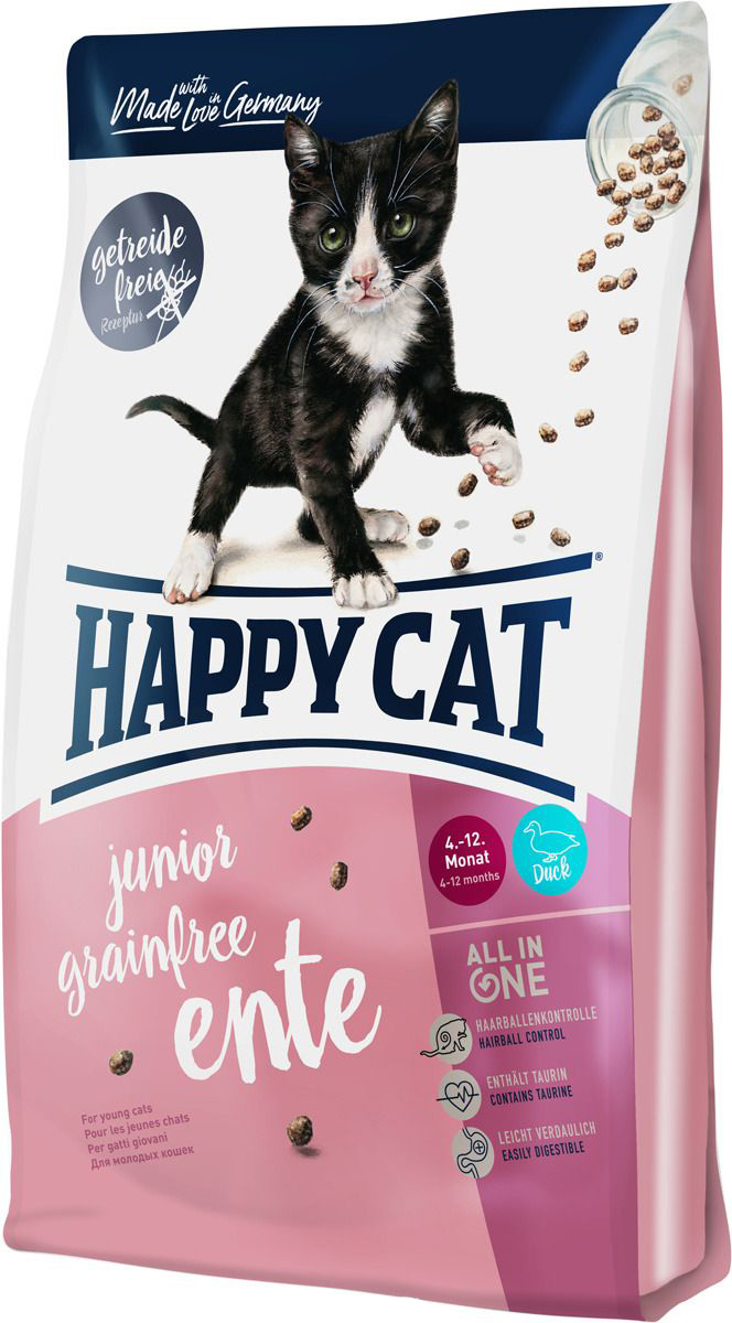 фото Сухой корм для котят happy cat junior grain free, утка, 0,3кг