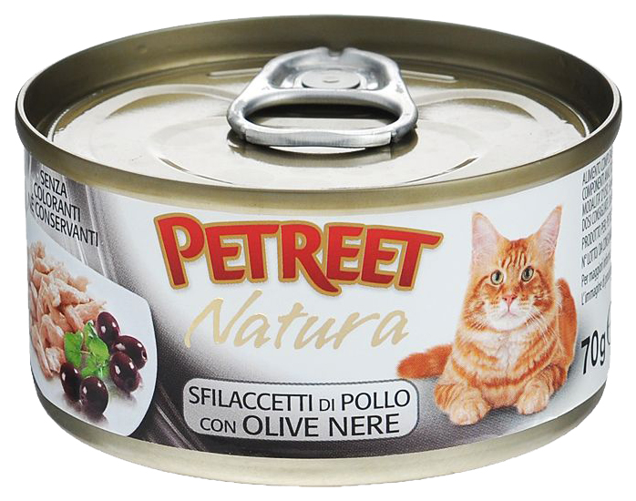 

Консервы для кошек Petreet Natura, курица, оливки, 70 г 12 шт, Natura