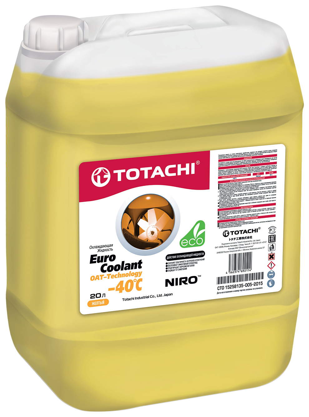 фото Охлаждающая жидкость totachi niro euro coolant oat - technology -40 c , 20л