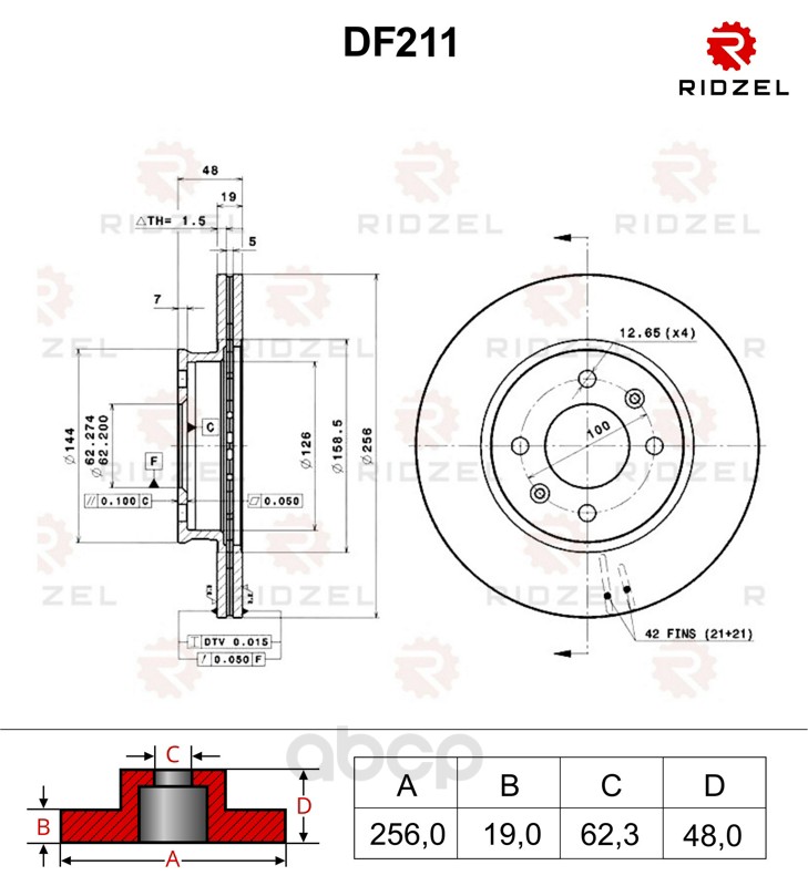 фото Тормозной диск ridzel df211 передний