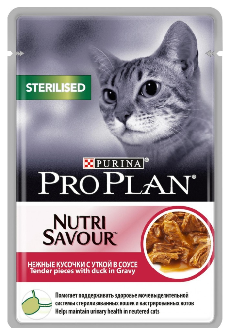 фото Влажный корм для кошек pro plan nutri savour sterilised, утка, 24шт, 85г