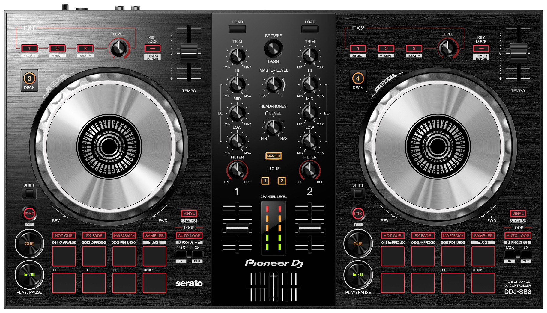 

DJ-контроллер Pioneer DDJ-SB3 2-канальный для Serato DJ Lite, DDJ-SB3