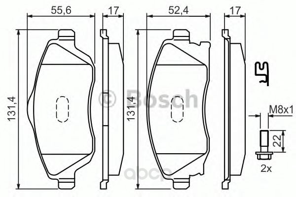 Тормозные колодки Bosch передние 986424527 600000004889