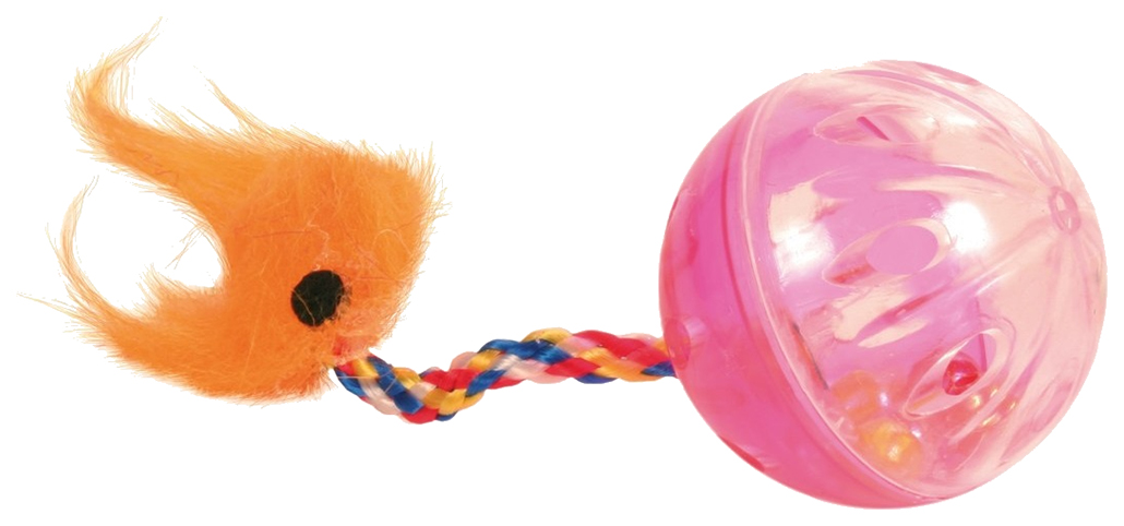 фото Мяч-погремушка для кошек beeztees с кисточкой пластик, в ассортименте, 4.5 см