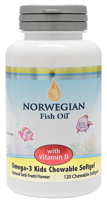 Купить Омега-3 с вит.Д Кидс, Омега-3 Norwegian Fish Oil с вит.Д Кидс жевательные капсулы 120 шт.