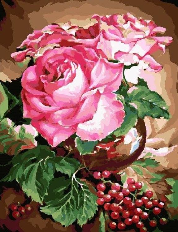 

Картина по номерам Paintboy Розы и ягоды, 40x50 см, Розы и ягоды