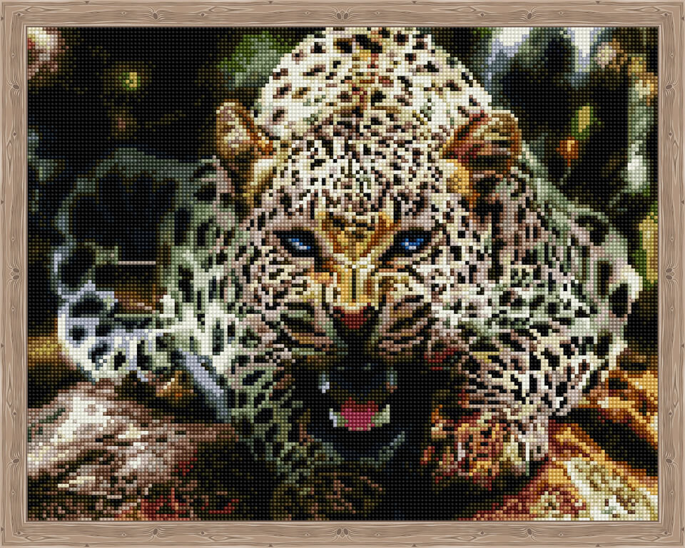 Алмазная живопись Цветной QA200528 «Рычащий леопард»