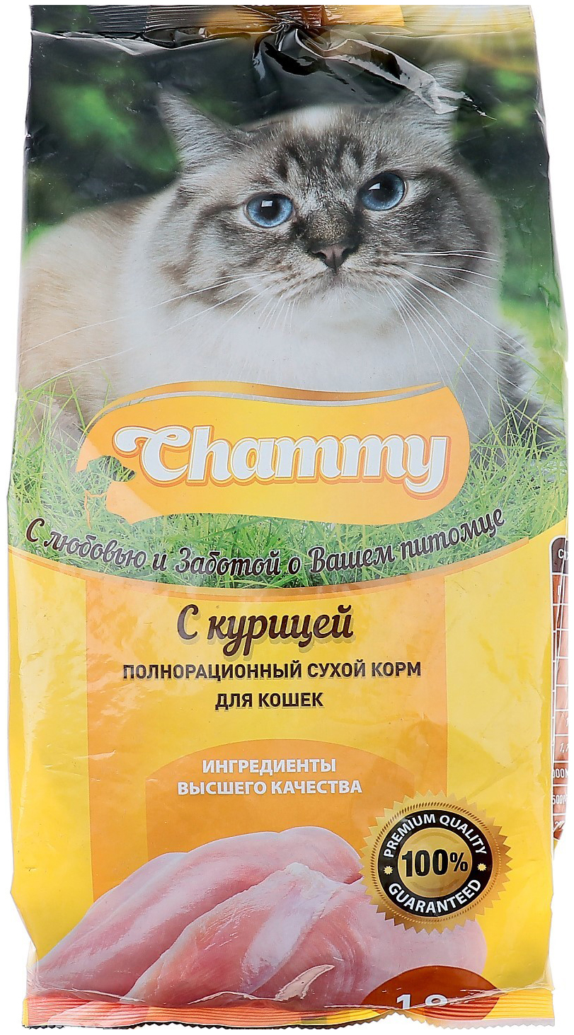 фото Сухой корм для кошек chammy, курица, 1,9кг