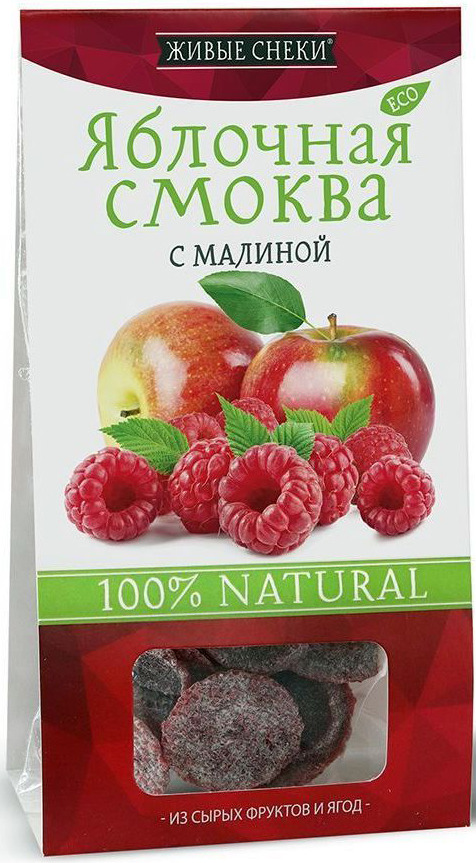 

Яблочная смоква "С малиной", 60г, ЖИВЫЕ СНЕКИ