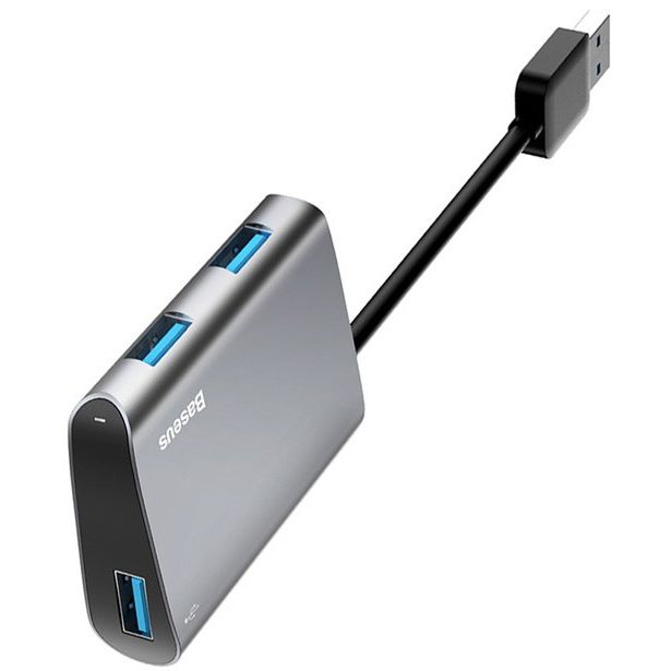 

Адаптер Baseus Enjoyment series USB to 3 USB 3.0 HUB Black, Темно-серый