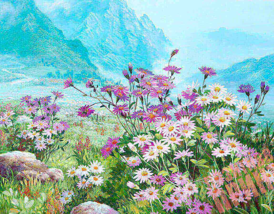 Алмазная живопись Цветной  Весенний луг LG182