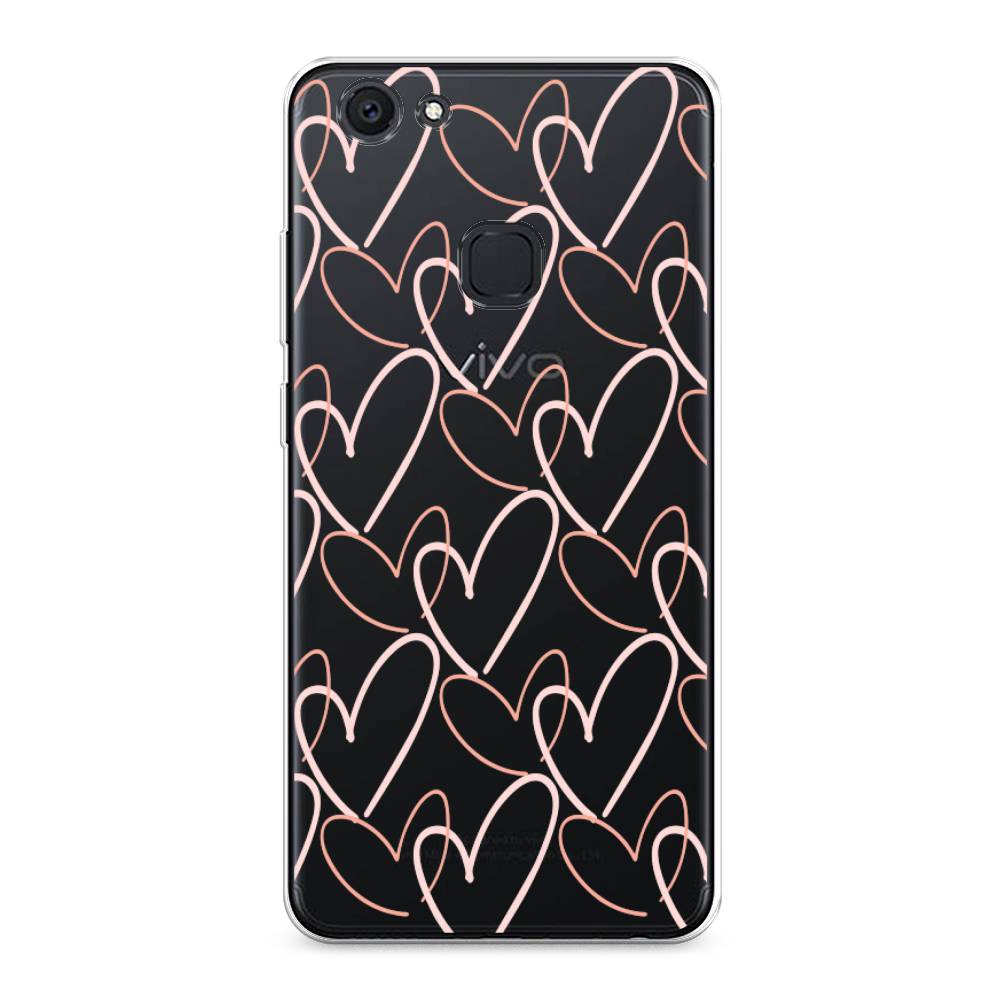 

Чехол для Vivo V7 Plus "Узор из сердечек", Розовый;бежевый, 260750-6