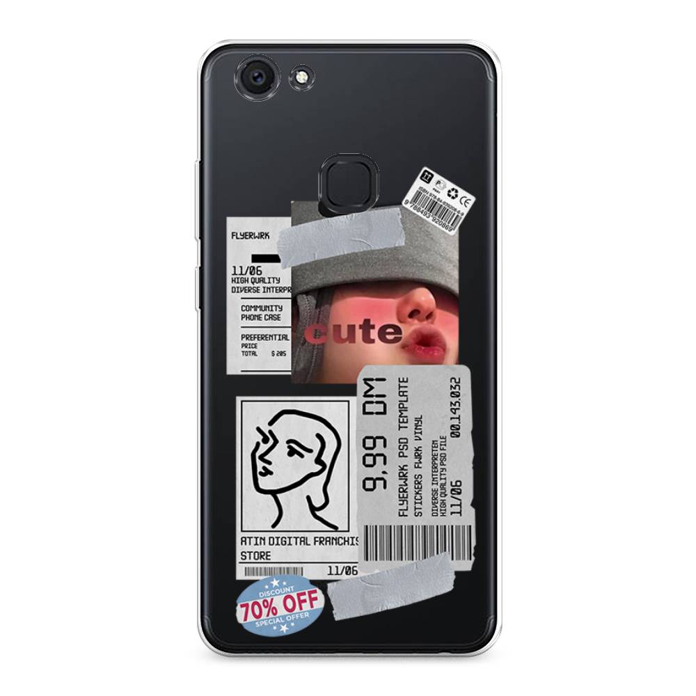 

Чехол для Vivo V7 Plus "Cute girl collage", Розовый;серый;голубой, 260750-6