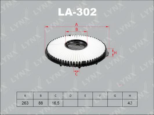 

Фильтр Воздушный La-302 Nsin0019438989 LYNXauto арт. LA302