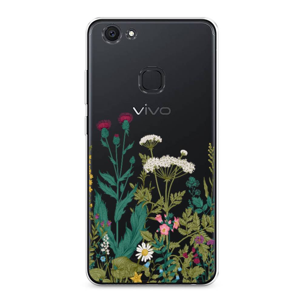 

Чехол для Vivo V7 Plus "Дикие полевые цветы", Зеленый;розовый;белый, 260750-2