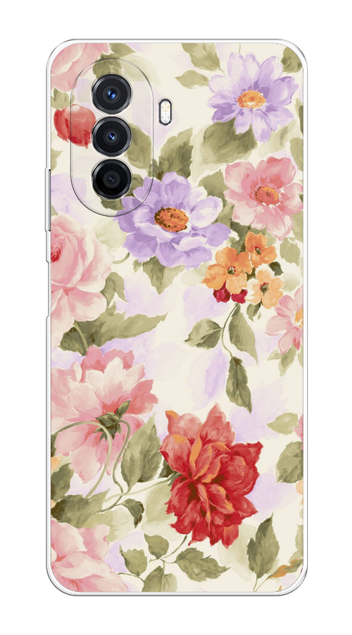 

Чехол на Huawei Nova Y70/Y71 "Акварельные пионы", Розовый;бежевый, 6109150-1