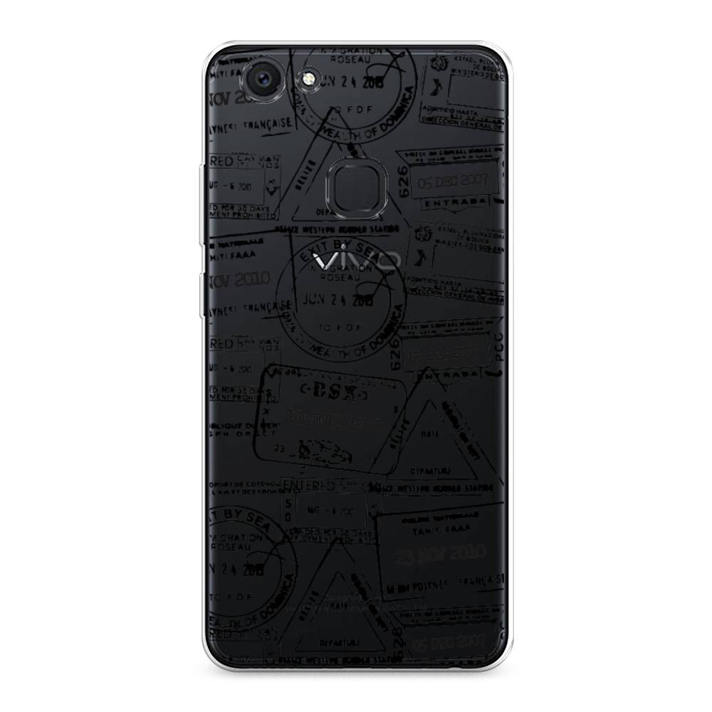 

Чехол для Vivo V7 Plus "Visa stamps 2", Белый;черный;серый, 260750-2