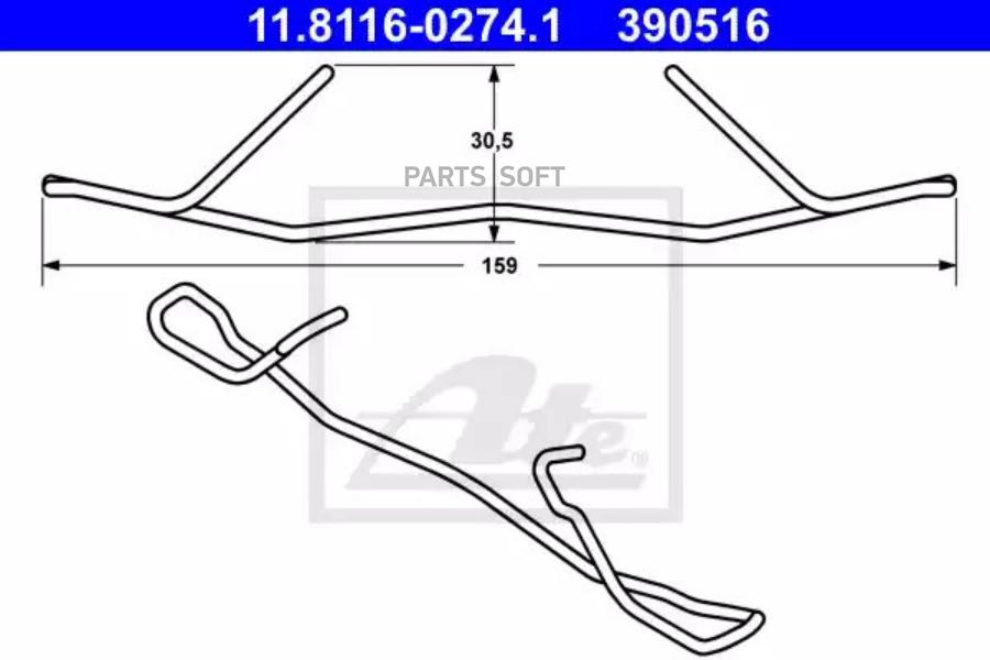 Скоба переднего тормозного суппорта mini cooper 04-> ate 11.8116-0274.1