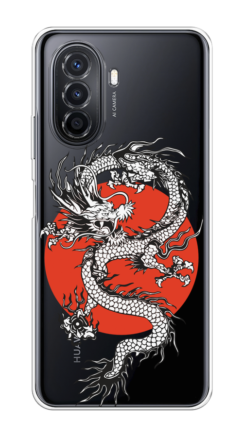 

Чехол на Huawei Nova Y70/Y71 "Восходящий дракон", Белый;черный;красный, 6109150-1