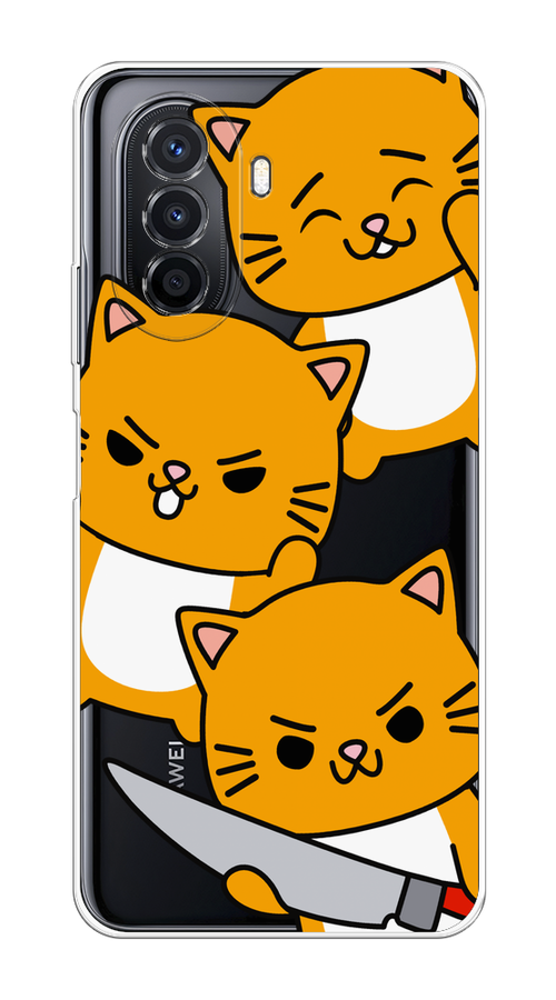 

Чехол на Huawei Nova Y70/Y71 "Опасные котики", Оранжевый;серый;белый, 6109150-1