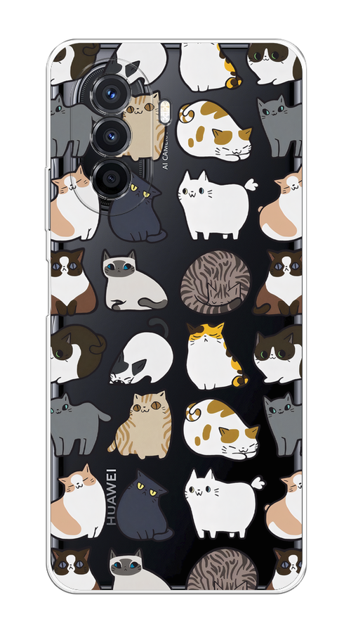 

Чехол на Huawei Nova Y70/Y71 "Милые котики", Прозрачный;белый;серый, 6109150-1