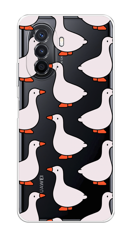 

Чехол на Huawei Nova Y70/Y71 "Гуси", Прозрачный;белый;оранжевый, 6109150-1