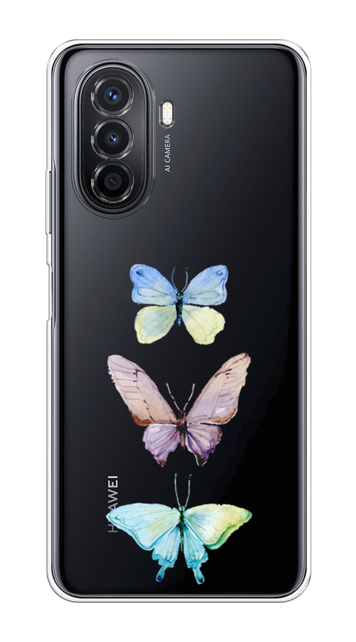 

Чехол на Huawei Nova Y70/Y71 "Акварельные бабочки", Бирюзовый;розовый, 6109150-1
