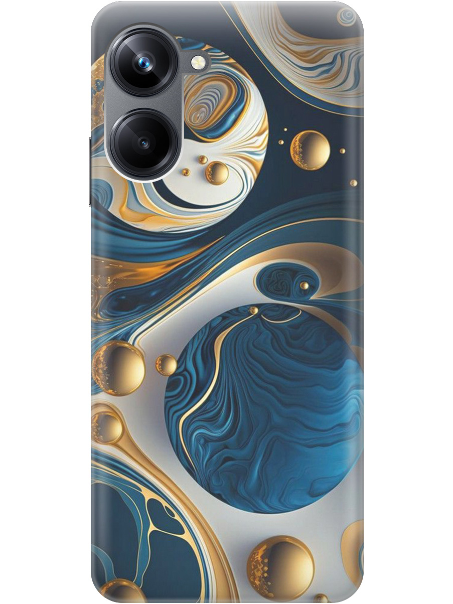 

Силиконовый чехол на Realme 10 Pro с рисунком "Сине-золотые фигуры" прозрачный, Желтый;синий, 20000303