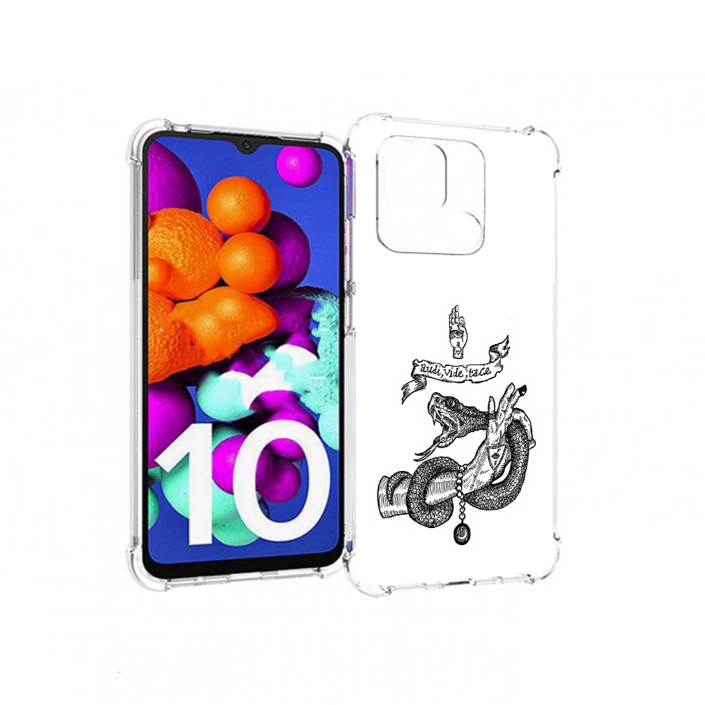 

Чехол MyPads Tocco для Xiaomi Redmi 10C змея на руке рисунок, Прозрачный, Tocco