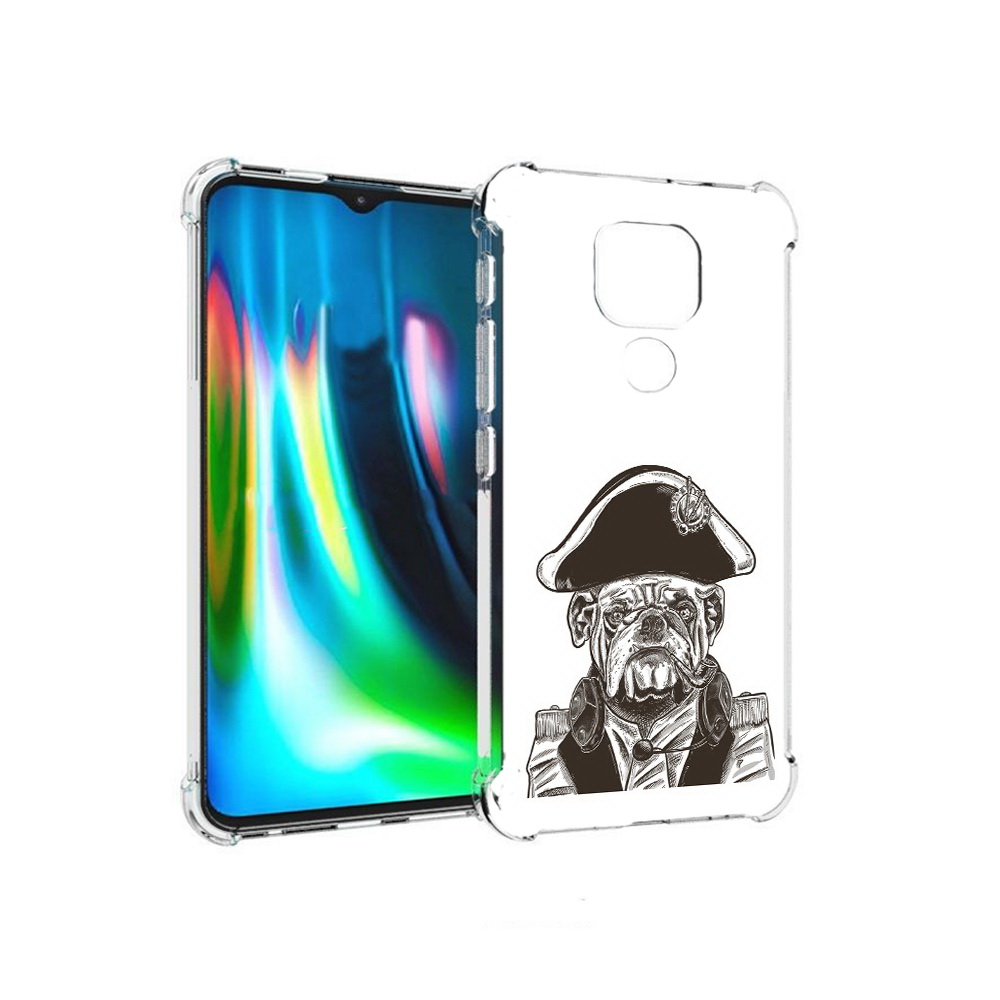 

Чехол MyPads Tocco для Motorola Moto E7 Plus мопс генерал (PT155921.339.483), Прозрачный, Tocco