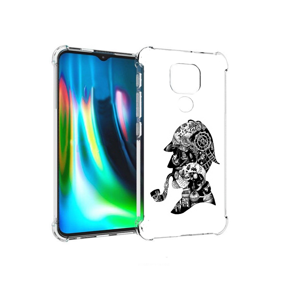 

Чехол MyPads Tocco для Motorola Moto E7 Plus мужчина с трубкой абстракция, Прозрачный, Tocco