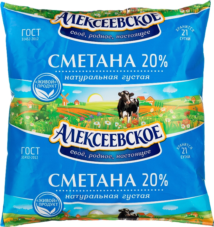 

Сметана Алексеевское 20% БЗМЖ 450 г
