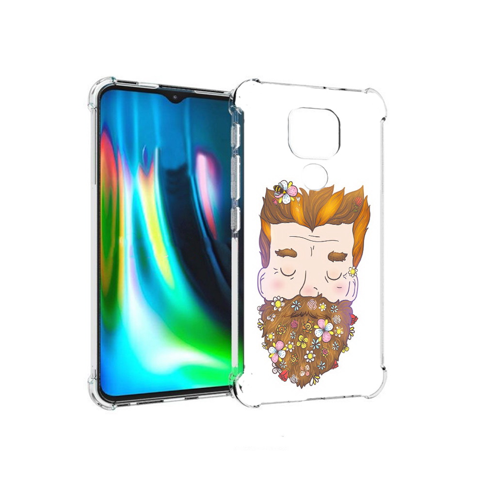 

Чехол MyPads Tocco для Motorola Moto E7 Plus мужчина с цветами в бороде (PT155921.339.489), Прозрачный, Tocco