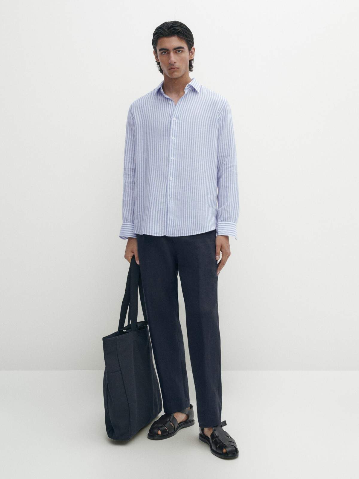 

Рубашка мужская Massimo Dutti 0181/364-I2024 синяя M, Синий, 0181/364-I2024