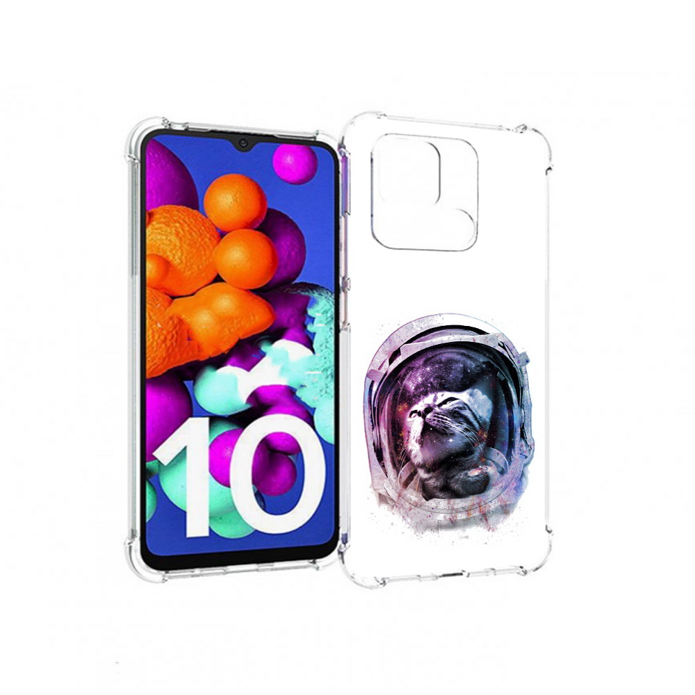 

Чехол MyPads Tocco для Xiaomi Redmi 10C кот в шлеме, Прозрачный, Tocco