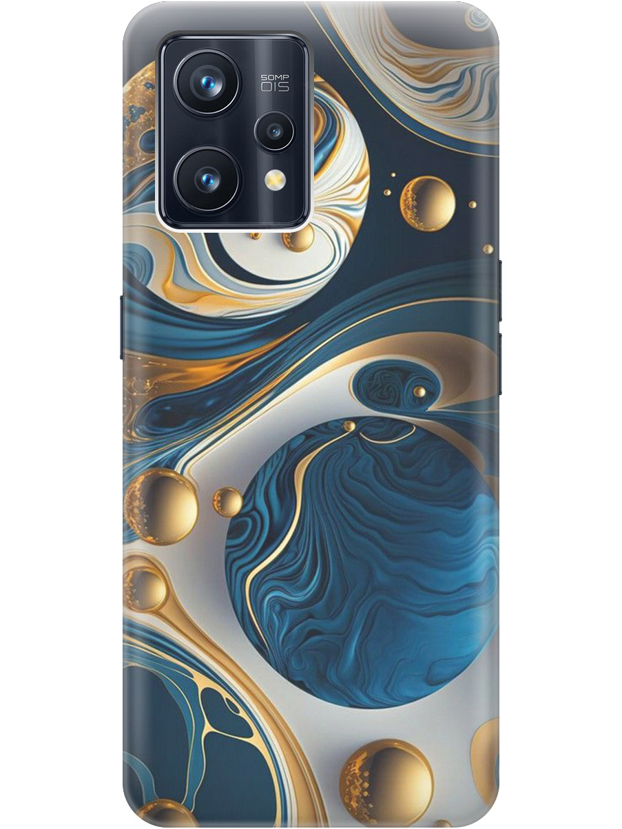 

Силиконовый чехол на Realme 9 Pro+ с рисунком "Сине-золотые фигуры" прозрачный, Желтый;синий, 20000480