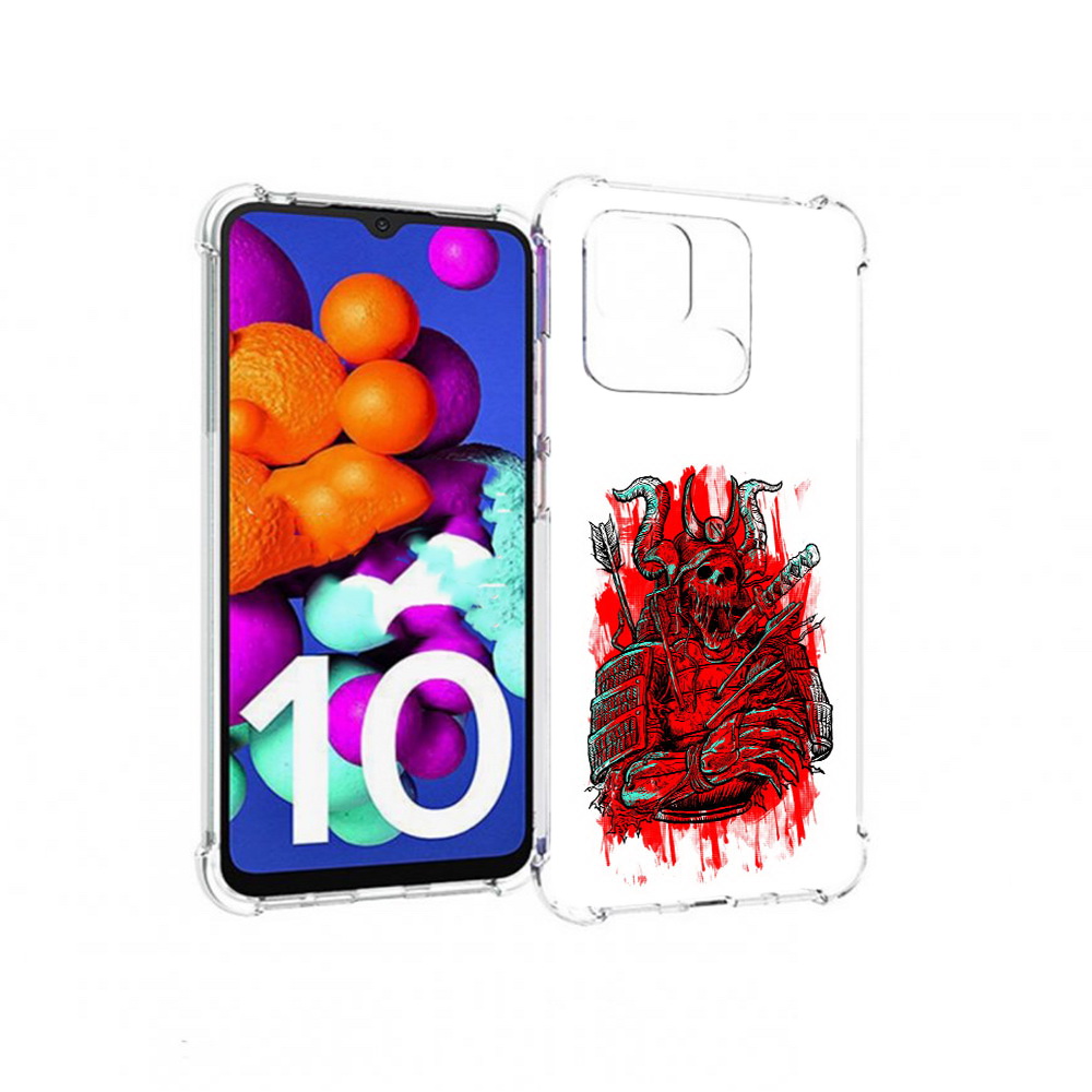 

Чехол MyPads Tocco для Xiaomi Redmi 10C красный скелет воин, Прозрачный, Tocco