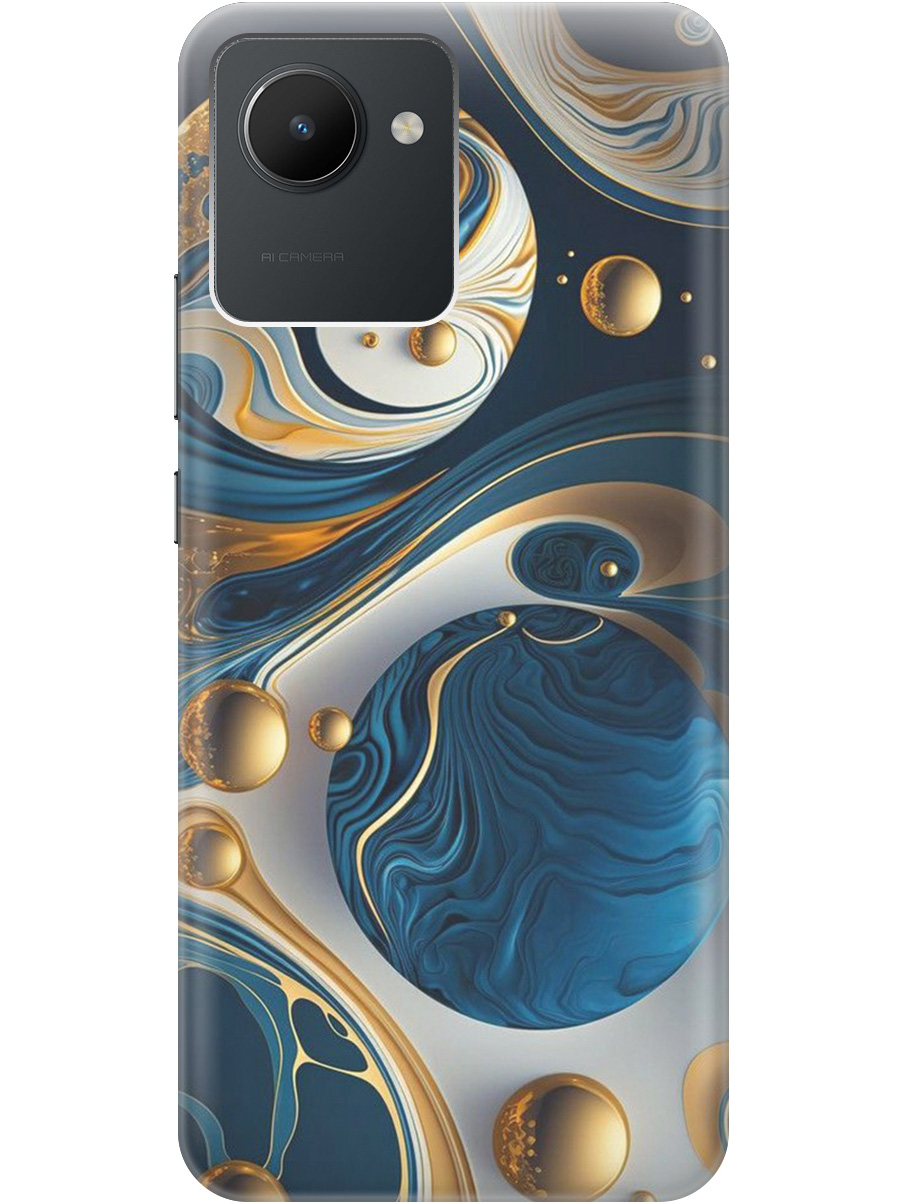 

Силиконовый чехол на realme C30 с рисунком "Сине-золотые фигуры" прозрачный, Желтый;синий, 20000382